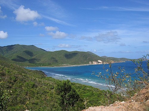 Reef Bay i nasjonalparken sett fra Cocoloba Point.