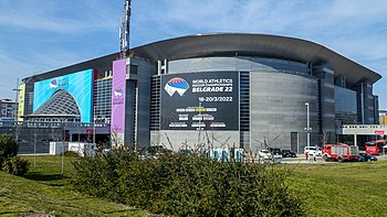 Štark-Arena während der Leichtathletik-Hallenweltmeisterschaften 2022