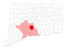 Wallingford's location within New Haven County and Connecticut