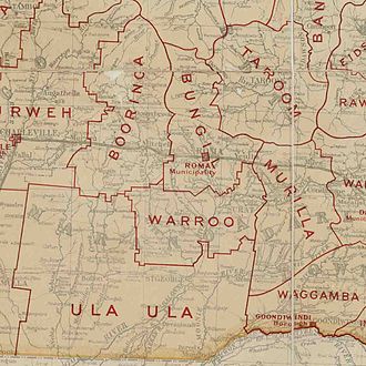 Map of Warroo Division and adjacent local government areas, March 1902 Warroo Division, March 1902.jpg