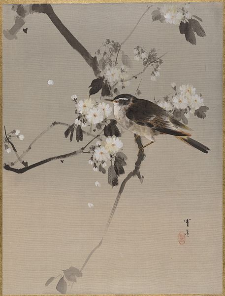 File:Watanabe Seitei - Bird on a Flowering Branch.jpg