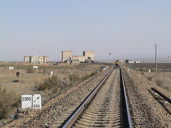 Terminus of the Lanxin railway at Alataw Pass where the Chinese rail system connects with that of Kazakhstan at Dostyk.