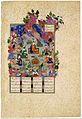 "The Feast of Sada", Folio 22v from the Shahnameh of Shah Tahmasp; c. 1525; opaque watercolor, ink, silver, and gold on paper; painting is 24.1 cm (height) x 23 cm (width), entire page is 47 cm (height) x 31.8 cm (width); the Metropolitan Museum of Art. The painting is attributed to Sultan Muhammad.
