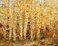 «Forêt, bouleaux, automne», (89х72, 1998)