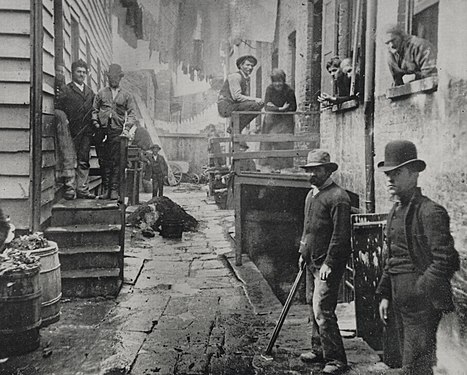 Banditbakgatorna i Little Italy, 1890;  foto av Jacob Riis