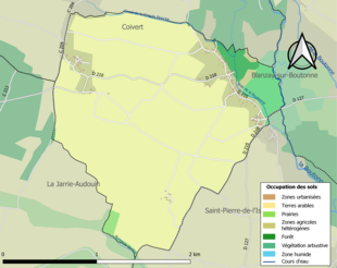 Kolorowa mapa przedstawiająca zagospodarowanie terenu.