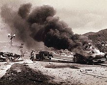 Explosion in Paseo Los Proceres during the Betancourt assassination attempt, June 24, 1960 1960. Junio, 24. Atentado a Romulo Betancourt en Los Proceres.jpg