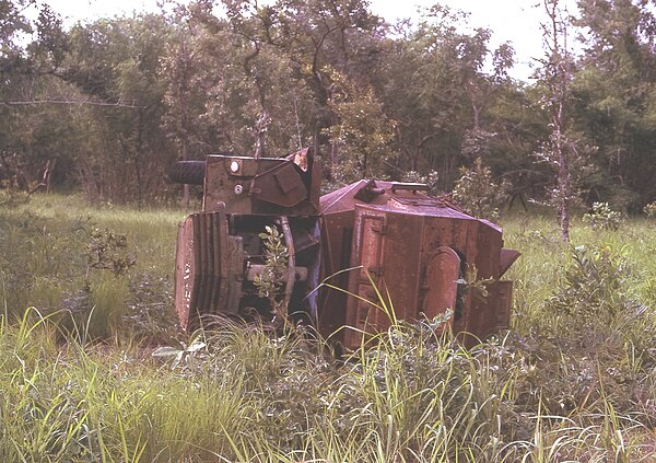 A destroyed Portuguese armoured car in Guinea-Bissau