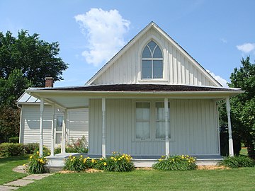 American Gothic House in Eldon, Iowa, used by Grant Wood in his famous painting.