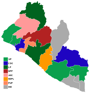 2014 Liberian Senate election map by county.svg