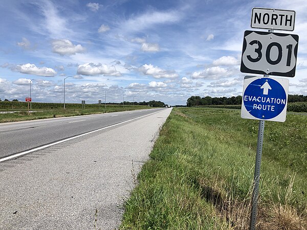 US 301 northbound past the MD 299 intersection in Cecil County