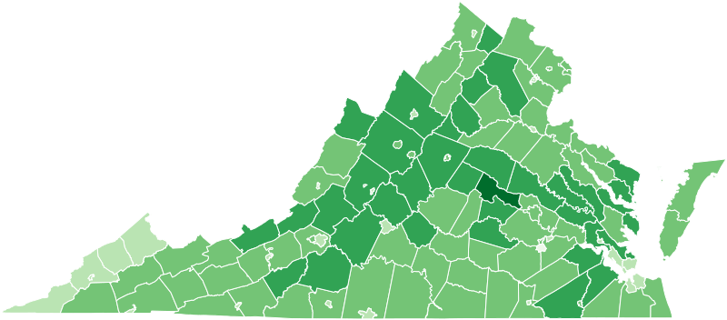 File:2021 Virginia gubernatorial election turnout map by county.svg