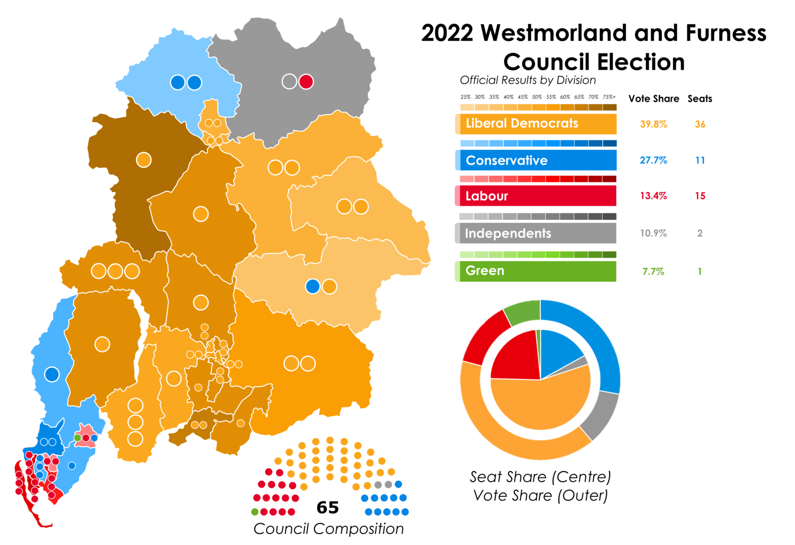 2022 Westmorland and Furness Council Election Results Map.png