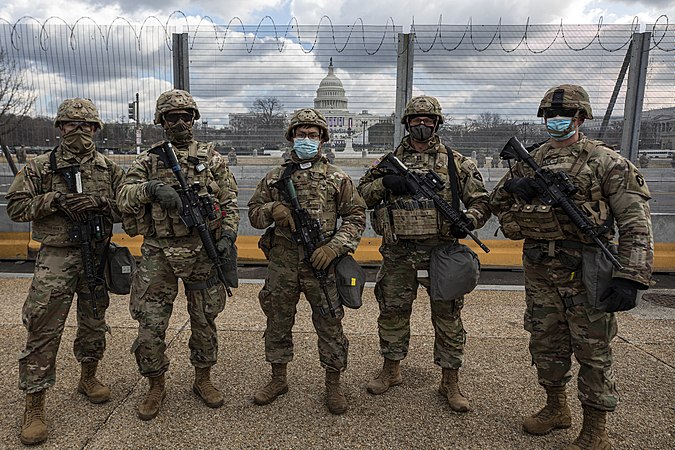 National Guard soldiers protecting Washington DC on January 20th, 2021.