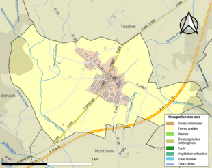 Carte en couleurs présentant l'occupation des sols.