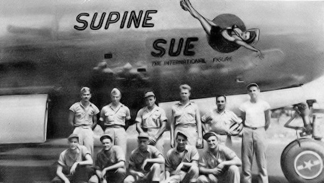 "Supine Sue", first B-29 on Saipan, November 1944