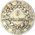 5 franc Napoleon I, prisvinner, Empire, 1812, Roma, omvendt.png
