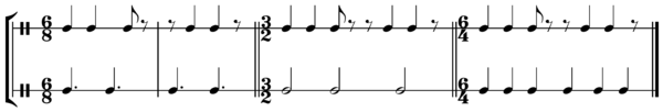Different ways to count the
8 clave, the first of which is correct Play (help*info)
. 6-8 clave tapping.png
