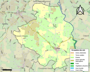 Kolorowa mapa przedstawiająca użytkowanie gruntów.