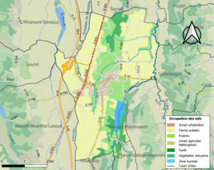 Mapa colorido mostrando o uso da terra.