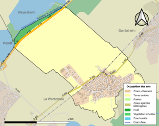 Kolorowa mapa przedstawiająca użytkowanie gruntów.