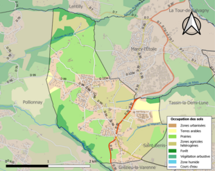 Carte en couleurs présentant l'occupation des sols.