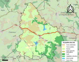 Barevná mapa znázorňující využití půdy.