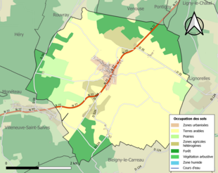 Carte en couleurs présentant l'occupation des sols.