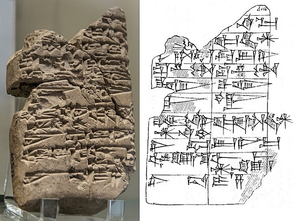 The first known Sumerian-Akkadian bilingual tablet dates from the reign of Rimush. Louvre Museum AO 5477. The top half is in Sumerian, the bottom half