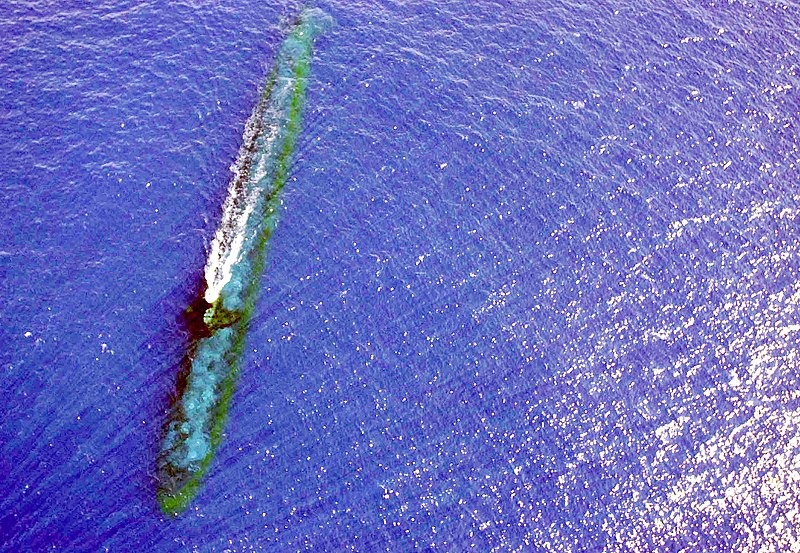 File:A high oblique aerial view of the US Navy (USN) LOS ANGELES CLASS Attack Submarine USS CHICAGO (SSN 721) underway during training maneuvers off the coast of Malaysia, during Coopera - DPLA - a2068e62a7bdf1e8d9ee6b88e36efdf2.jpeg