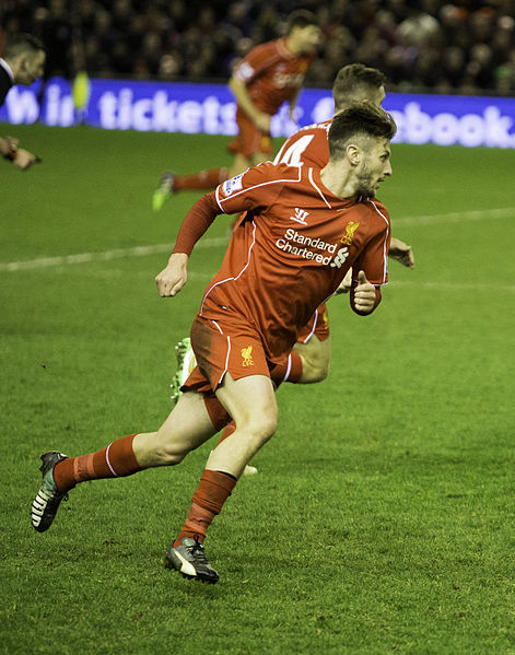 Lallana playing for Liverpool in 2014