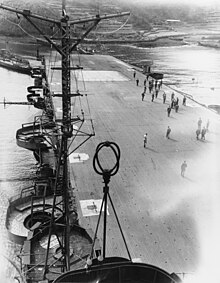 Aft view of the flight deck of her sister ship Jun'yō from the island, 19 October 1945