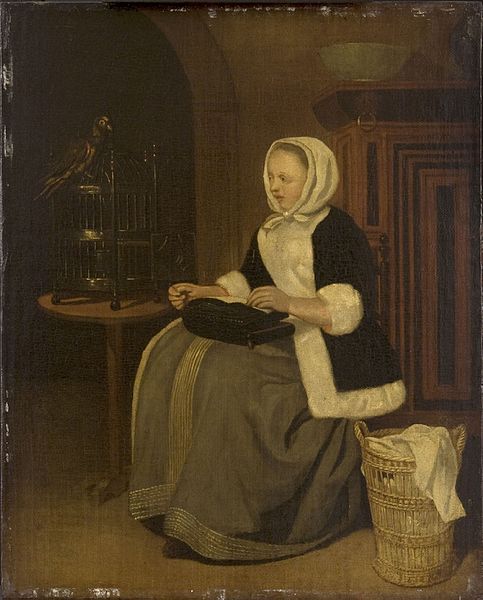 File:After Gabriel Metsu - Young Lady Sewing Cat507.jpg