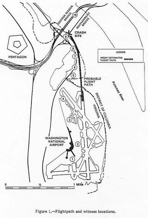 NTSB diagram of flight path for Air Florida Flight 90