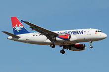 Un Airbus A319-100 di Air Serbia.