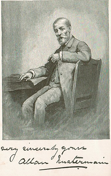 Quatermain depicted by Charles H. M. Kerr in the frontispiece to Allan Quatermain (1887)