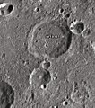 English: Almanon lunar crater as seen from Earth with satellite craters labeled