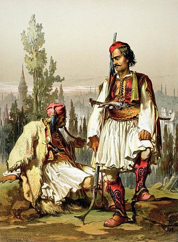 Albanian (Arnaut) mercenaries in the Ottoman Army in the year 1857.