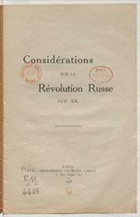 Anonyme, Considérations sur la Révolution Russe, 1918    