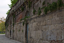 The facade of the stadium