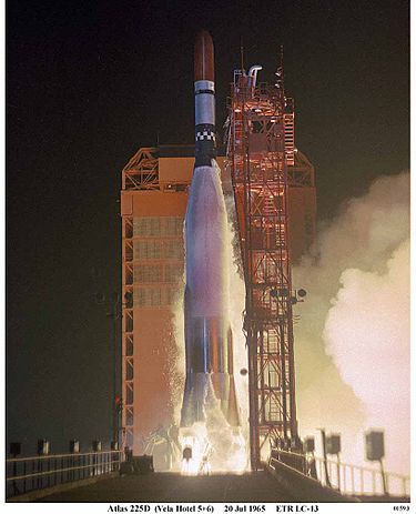 Launch of Vela 3A. Atlas 225D with Vela 3A (Vela 5), Vela 3B (Vela 6) and ERS-17 satellites, July 20 1965.jpg