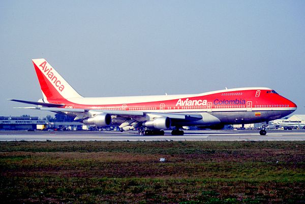 Former Avianca Boeing 747-100 at Miami International Airport in 1993
