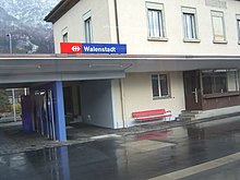 Der Walenstadtner Bahnhof an der Bahnstrecke Ziegelbrücke–Chur