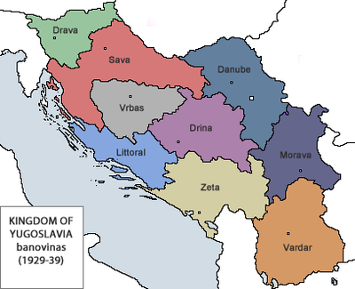 In 1929, the Kingdom of Yugoslavia was subdivided into nine banovinas. This became eight in 1939, when two were merged to form the Banovina of Croatia.