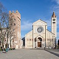 * Nomination Facade of S. Zeno in Verona, Italy --Lo Scaligero 07:01, 31 May 2021 (UTC) * Promotion Beautiful and very good! Here IMHO some CAs are irritating: at the left and right edges of the church (bright wall against the shadow), at the doors and windows of the building at the left and at the tree branches, and maybe at the windows at the top of the campanile. And personally I would locally dial down the brightness of the church facade a little bit. No offence, I just want to help. --Aristeas 09:28, 5 June 2021 (UTC)  Doing… I'm not offended :-) I'll try to fix --Lo Scaligero 08:16, 6 June 2021 (UTC)  Done --Lo Scaligero 11:05, 6 June 2021 (UTC)  Support Thank you very much! --Aristeas 07:45, 7 June 2021 (UTC)