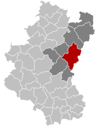 リュクサンブール州におけるバストーニュの位置の位置図