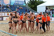 Deutsch: Beachhandball Europameisterschaften 2019 (Beach handball Euro); Tag 6: 7. Juli 2019 – Spiel um Platz Drei, Frauen, Kroatien-Niederlande 0:2 (14:23, 20:22) English: Beach handball Euro; Day 6: 7 July 2019 – Women's Bronze Medal Match – Croatia-Netherlands 0:2 (14:23, 20:22)