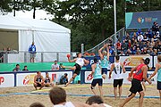 Deutsch: Beachhandball Europameisterschaften 2019 (Beach handball Euro); Tag 6: 7. Juli 2019 – Männerfinale, Dänemark-Norwegen 2:0 (25:18, 19:16) English: Beach handball Euro; Day 6: 7 July 2019 – Men's Final – Denmark-Norway 2:0 (25:18, 19:16)