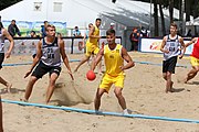 Deutsch: Beachhandball Europameisterschaften 2019 (Beach handball Euro); Tag 2: 3. Juli 2019 – Männer, Vorrunde Gruppe A, Deutschland-Norwegen 2:0 (20:18, 28:12) English: Beach handball Euro; Day 2: 3 July 2019 – Women Preliminary Round Group A – Men Preliminary Round Group A – Germany-Norway 2:0 (20:18, 28:12)