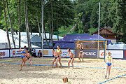 Deutsch: Beachhandball Europameisterschaften 2019 (Beach handball Euro); Tag 2: 3. Juli 2019 – Frauen, Vorrunde Gruppe D, Nordmazedonien-Ukraine 1:2 (15:26, 23:22, 6:8) English: Beach handball Euro; Day 2: 3 July 2019 – Women Preliminary Round Group D – North Macedonia-Ukraine 1:2 (15:26, 23:22, 6:8)